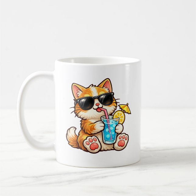 Cool Summer Cat Kaffemugg (Vänster)