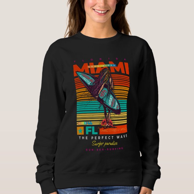Cool Summer Miami FL. Adventure Illustration Outfi T Shirt (Framsida)