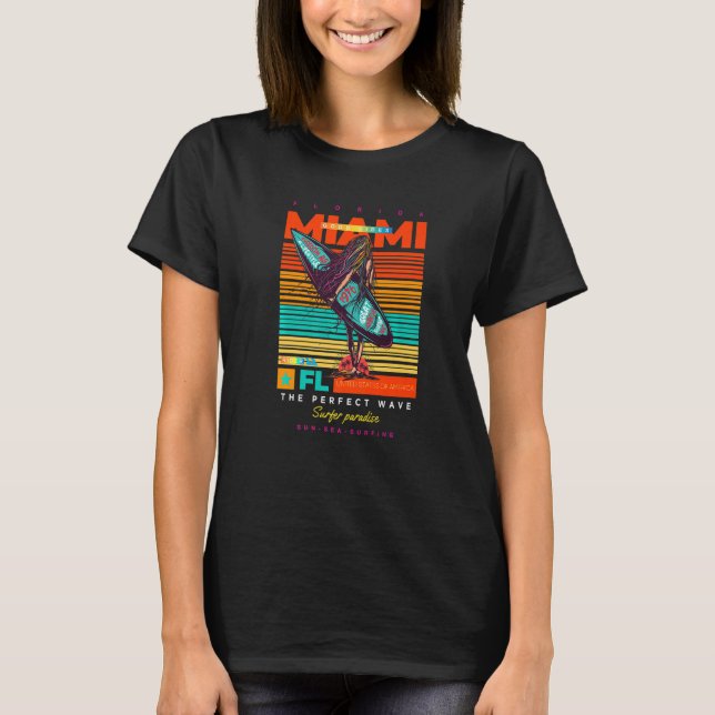 Cool Summer Miami FL. Adventure Illustration Outfi T Shirt (Framsida)