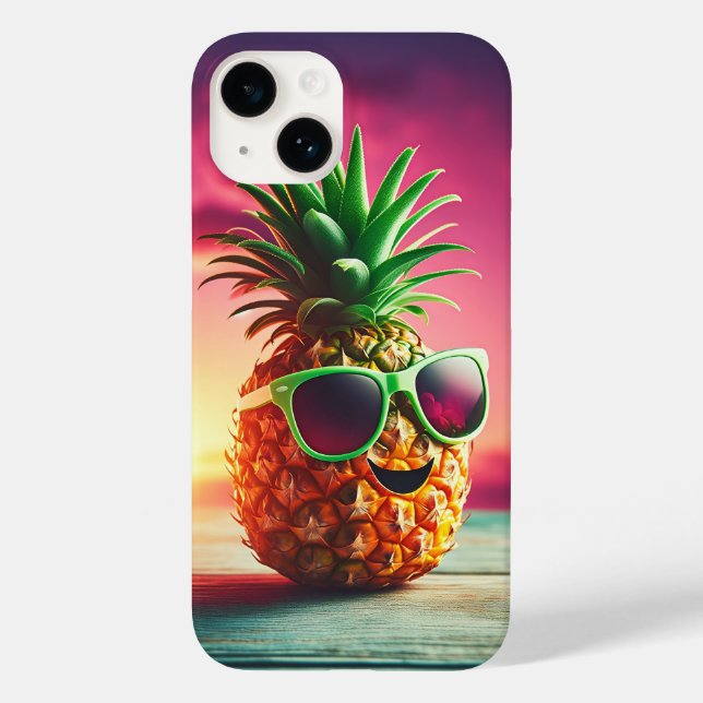 Cool Summer Pineapple with gree Sunglasses - Happy (Baksida)