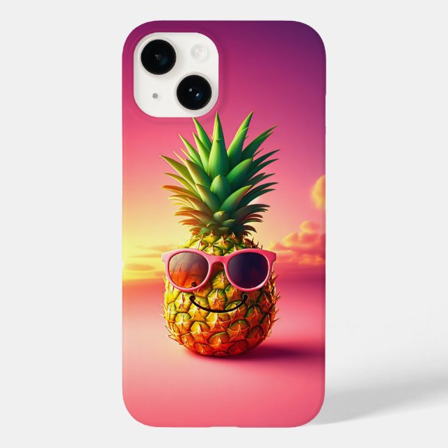 Cool Summer Pineapple with Pink Sunglasses - Happy (Baksida)