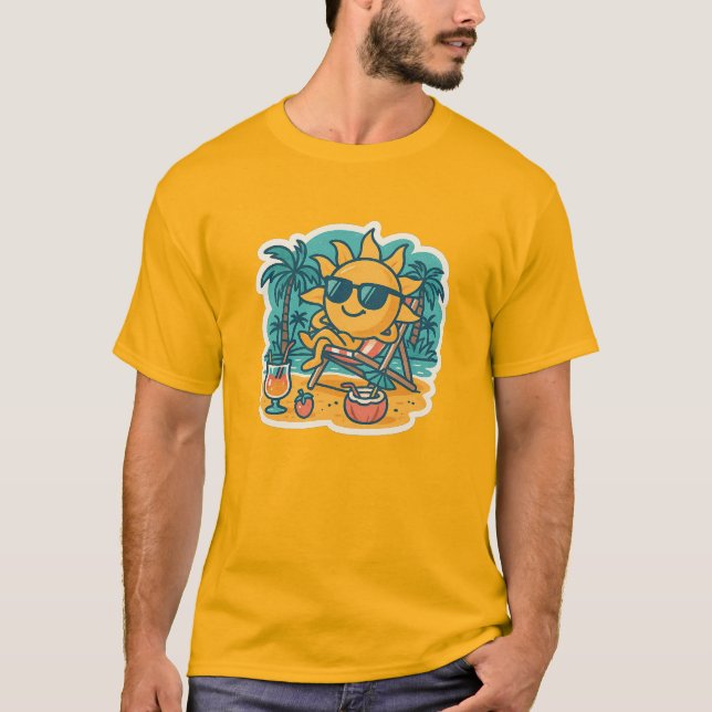 Cool Summer Sun – Retro Beach Vibes T Shirt (Framsida)