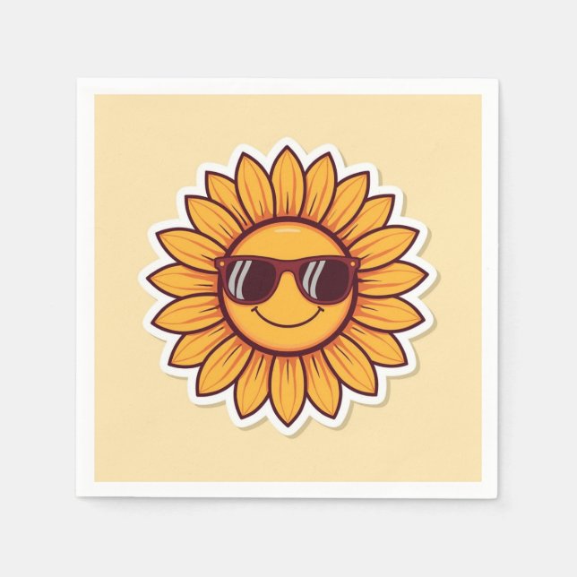 Cool Sunflower with Sunglasses Pappersservett (Framsidan)