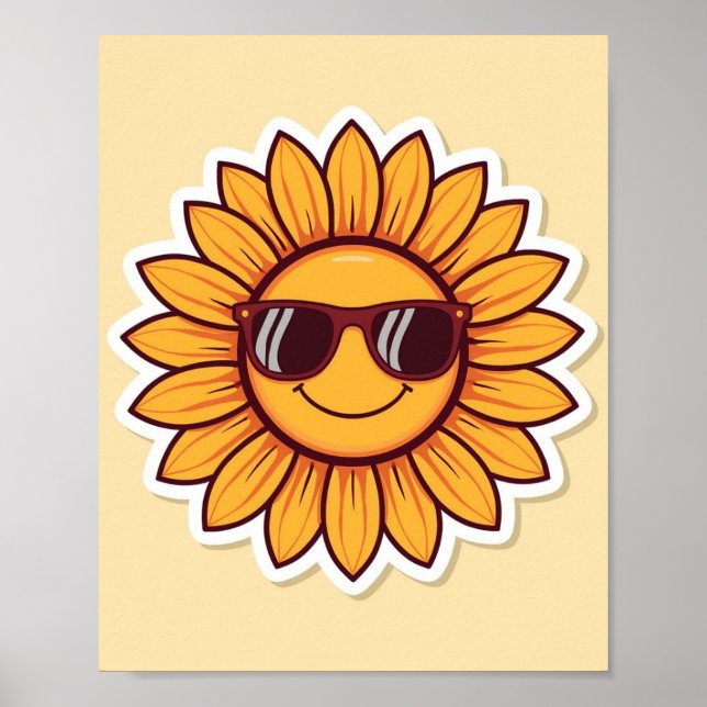 Cool Sunflower with Sunglasses Poster (Framsidan)