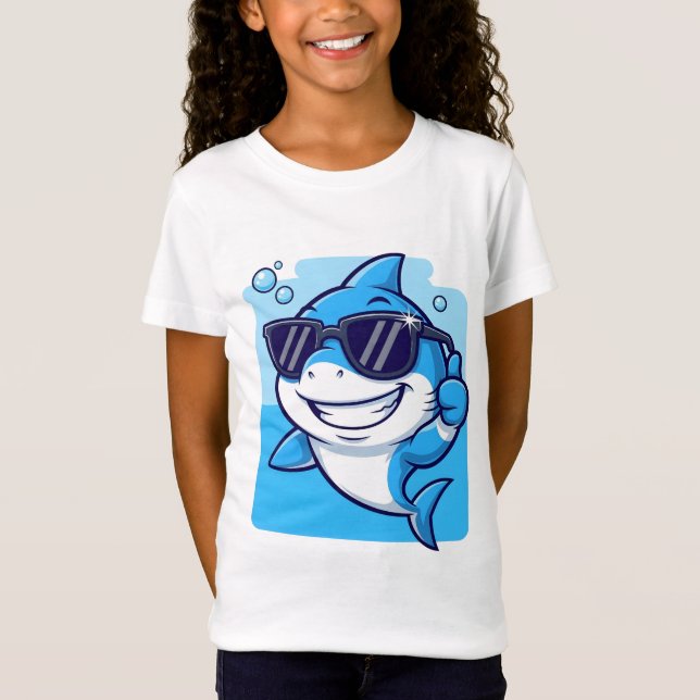 Cool Sunglasses Shark Thumbs‑Up Art T Shirt (Framsida)