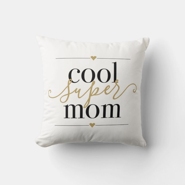 Cool Super Mamma Modern Elegant Svart och Guld Kudde (Framsida)