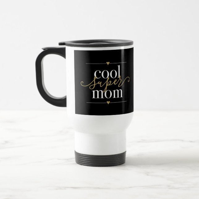 Cool Super Mamma Modern Svart Och Guld Elegant Resemugg (Vänster)