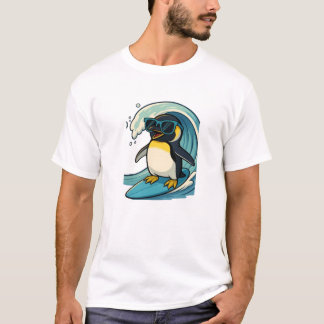 Cool Surfer Penguin with Sunglasses T Shirt