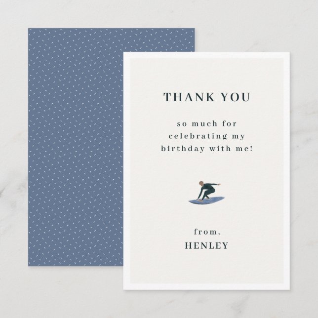 Cool Surfing Tema Födelsedag Tack Kort (Fram/baksida)