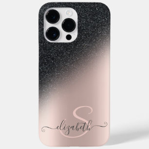 Cool Svart Glitter Ombre Rosa Guld Monogram