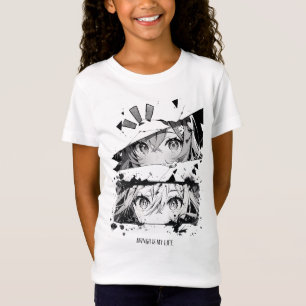 Cool Svart Vitt Manga Ögon Anime Flickor Grafisk T Shirt