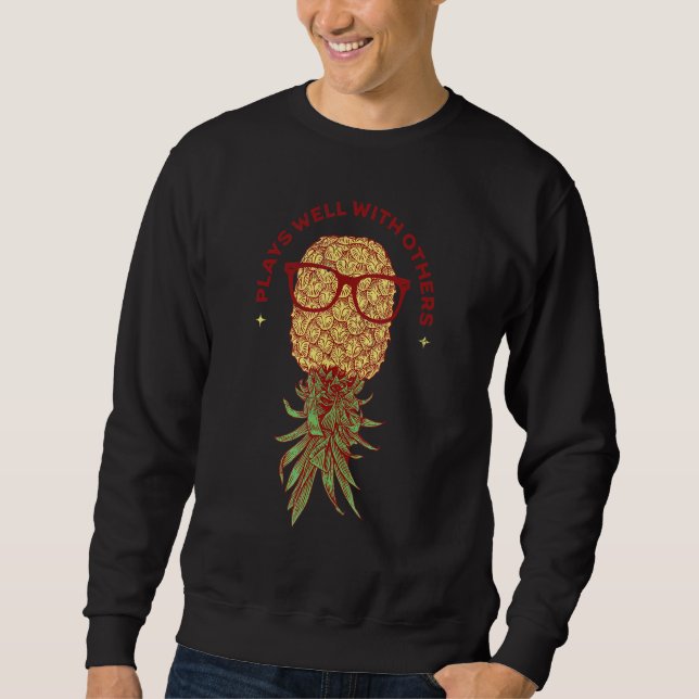 Cool Swinger Pineapple Upside Down   Spelar Bra Wi Lång Ärmad Tröja (Framsida)