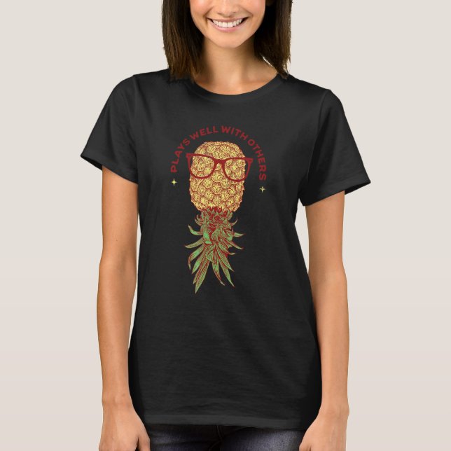 Cool Swinger Pineapple Upside Down   Spelar Bra Wi T Shirt (Framsida)