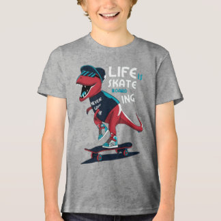 Cool T-Rex Dinosaur Skateboardåkning Barn Ungdom T Shirt