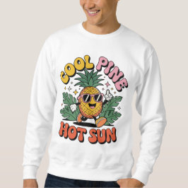Cool Tall Hot Sol Retro Pineapple Sommar Vibes Lång Ärmad Tröja