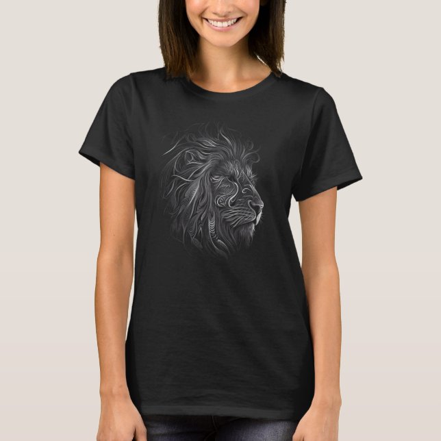 Cool Tattoo Style Lion Face Wildlife Animal V 21 T Shirt (Framsida)