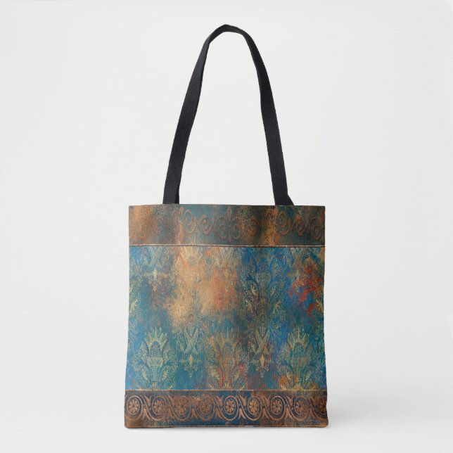 Cool Teal Koppar Patina Turkos  Tygkasse (Framsida)