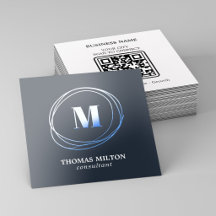 Cool Tech Blå Monogram QR-kod 
