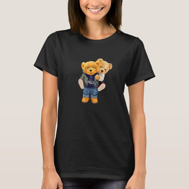 Cool Teddy Bear Boys Best Friends Style Illustrati T Shirt (Framsida)