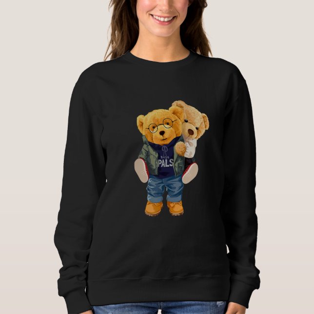 Cool Teddy Bear Boys Best Friends Style Illustrati T Shirt (Framsida)