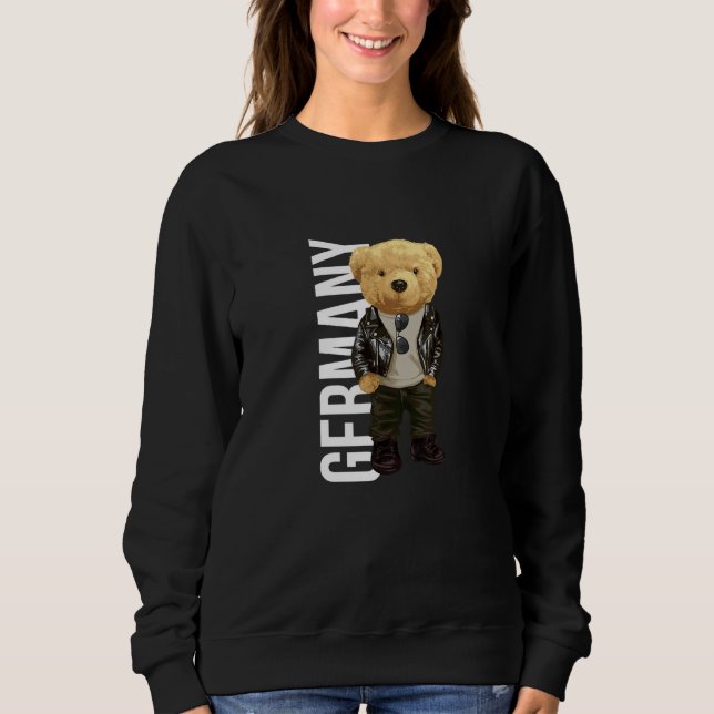 Cool Teddy Bear in German Style Illustration Graph T Shirt (Framsida)