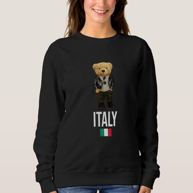 Cool Teddy Bear in Italy Style Illustration Graphi T Shirt (Framsida)