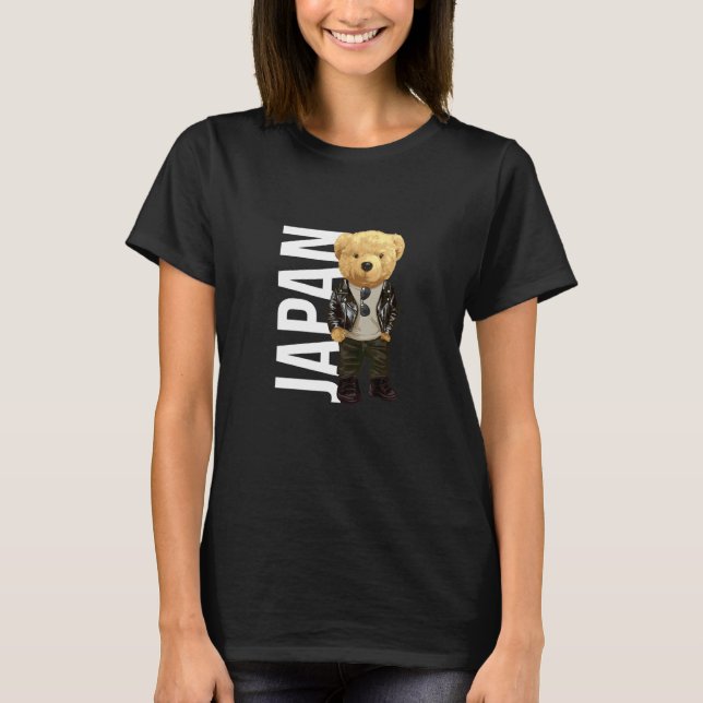 Cool Teddy Bear in Japan Style Illustration Graphi T Shirt (Framsida)
