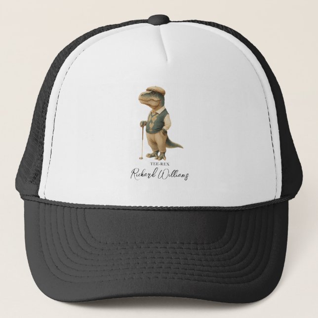 Cool Tee-Rex Golfer Dinosaur Signature Name Keps (Framsida)