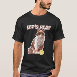 Cool Tennis Katt Iförd Solglasögon Tennisracket B T Shirt