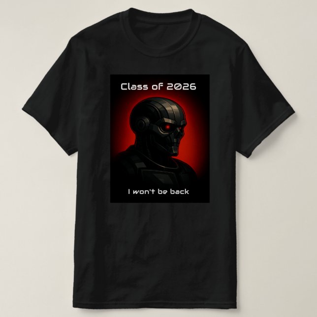 Cool Terminator Skull Graduation Graphic Design  T Shirt (Design framsida)