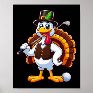 Cool Thanksgiving Golf Gobble Spelare Turkiet Golf Poster