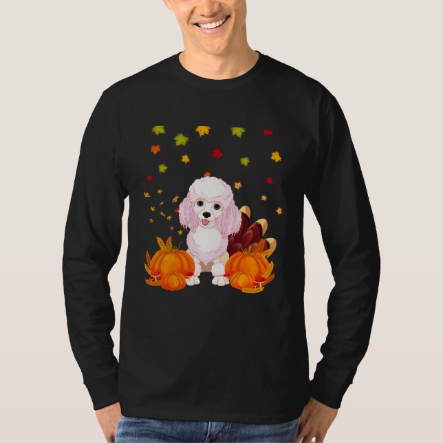 Cool Thanksgiving Poodle Turkey Costume Fall Autum T Shirt (Framsida)