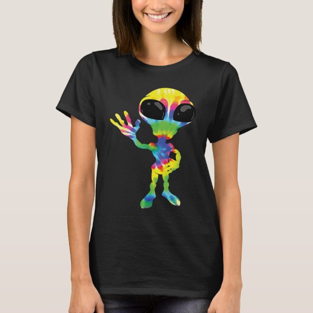 Cool Tie Dye Alien   Dyed Extraterrestrial T Shirt (Framsida)