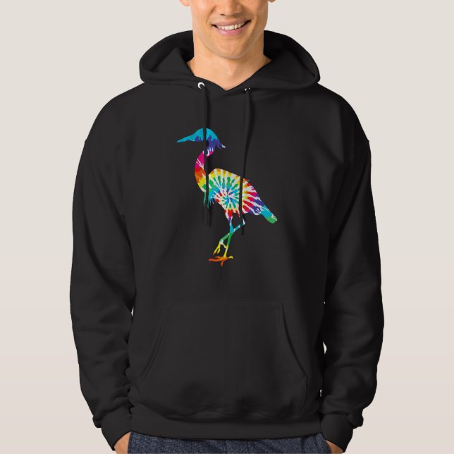 Cool Tie Dye Flamingo Regnbåge Fågel Djur Hoodie (Framsida)