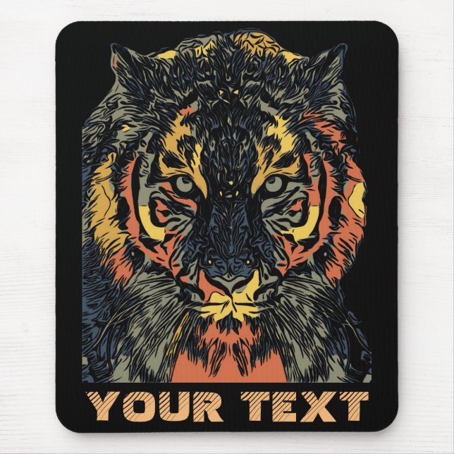 Cool Tiger Face Art Add Your Own Text Musmatta (Framsidan)