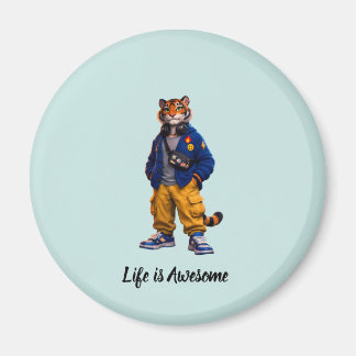 Cool Tiger i Streetwear Art - Urban Style Tiger Magnet