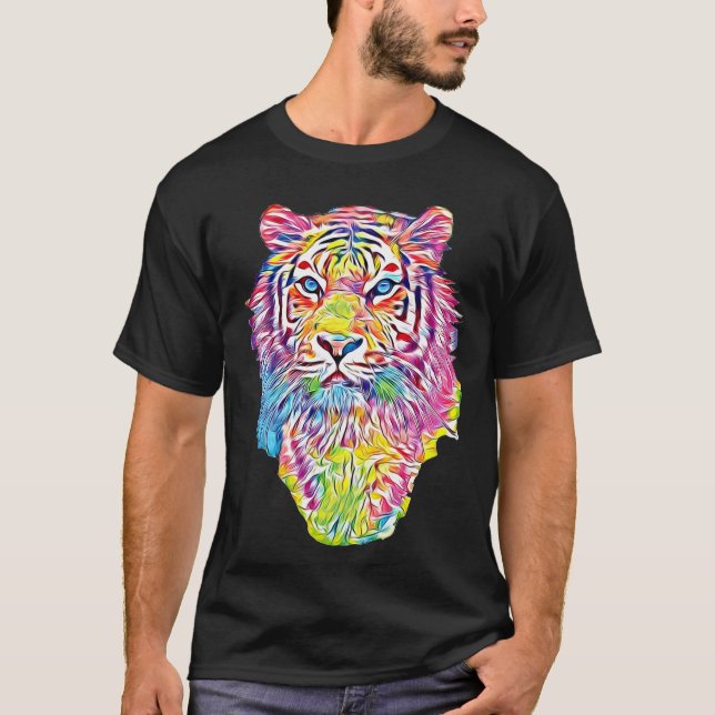 Cool tiger in rainbow colors t shirt (Framsida)