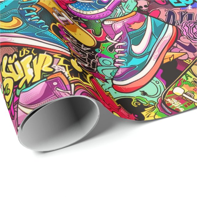 Cool tiled pattern comic graffiti teen  presentpapper (Rullad Hörn)