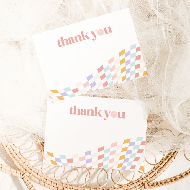 Cool Tjej Första Födelsedag Randig Retro Tack Kort (Skapare uppladdad)