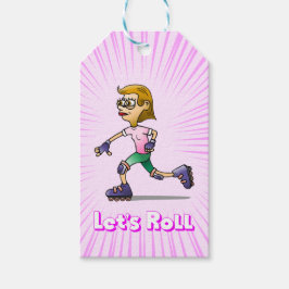 Cool tjej på rullskridskor presentetikett