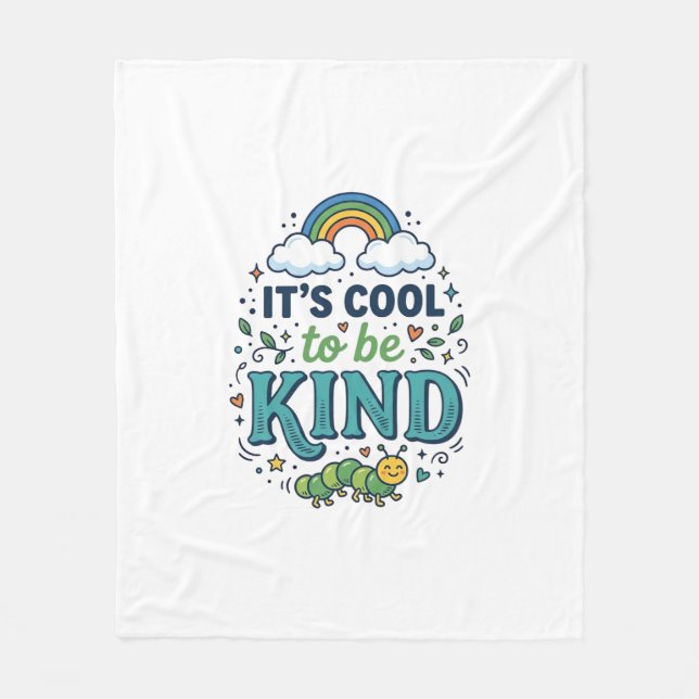 Cool To Be Kind Regnbåge Caterpillar T-Shirt Desig Fleecefilt (Framsidan)