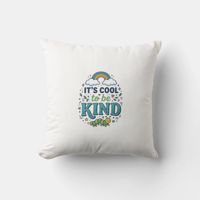 Cool To Be Kind Regnbåge Caterpillar T-Shirt Desig Kudde (Framsida)