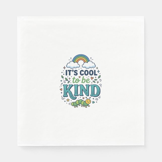 Cool To Be Kind Regnbåge Caterpillar T-Shirt Desig Pappersservett (Framsidan)