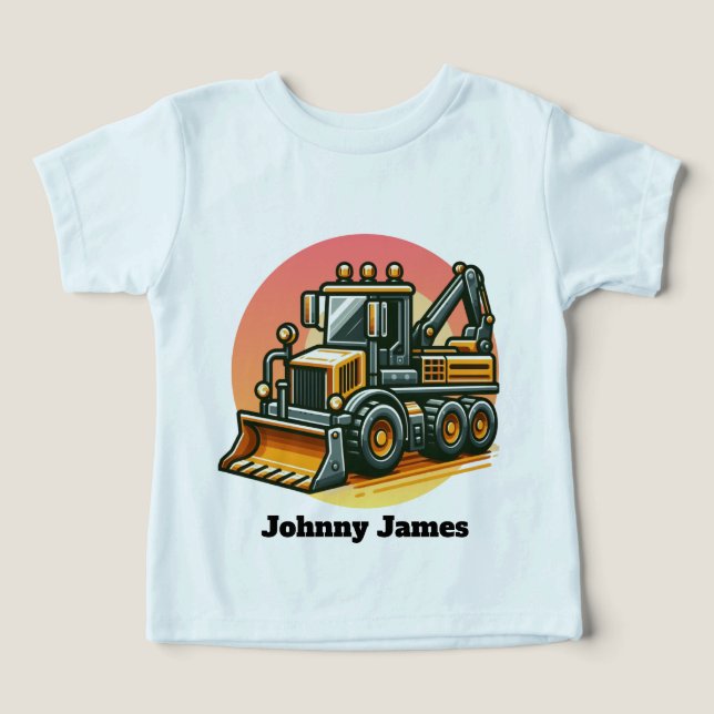 Cool Toddler Boys construction customizable  T Shirt (Design Framsida)