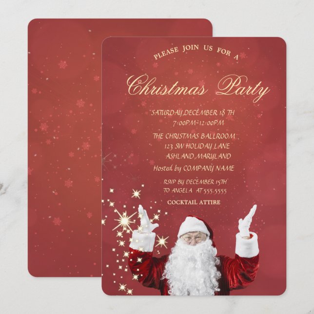  Cool Tomte Röda Jul  Inbjudningar (Fram/baksida)