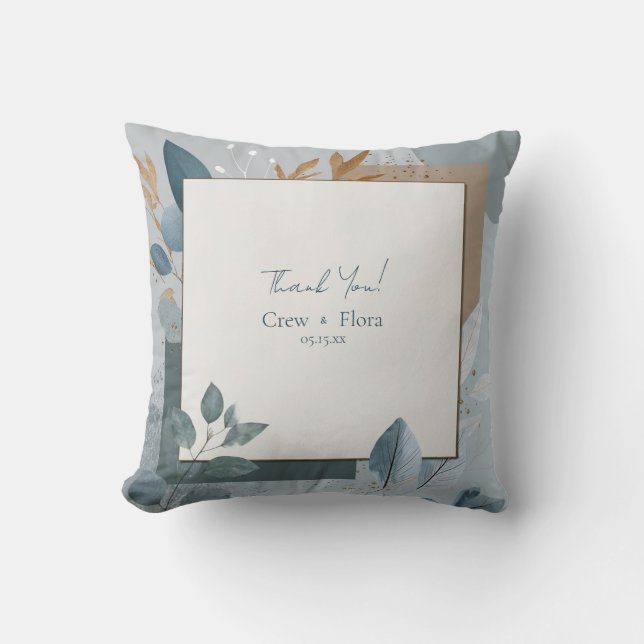 Cool Tone Eucalyptus Guld Blad Geometrisk Abstrakt Kudde (Framsida)