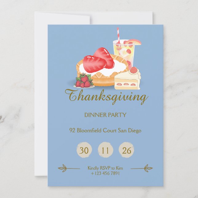 Cool Tone Thanksgiving Invitation | Dinner Party  Inbjudningar (Framsida)