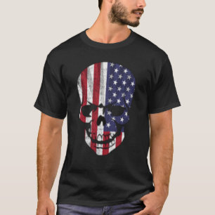 Cool trendig slitna amerikanska flaggan dödskalle tee