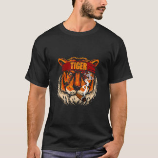 Cool Trendy Tiger Head Wearing Bandana T Shirt