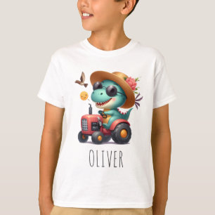 Cool Trex Dinosaur Odlaren Kör Röda Traktor T Shirt